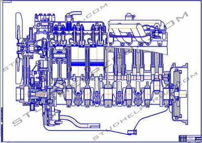 Двигатель СМД-31. Продольный разрез