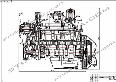 Двигатель ЗИЛ-130. Продольный разрез